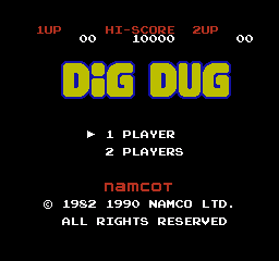 Dig Dug title screen for Famicom Disk System